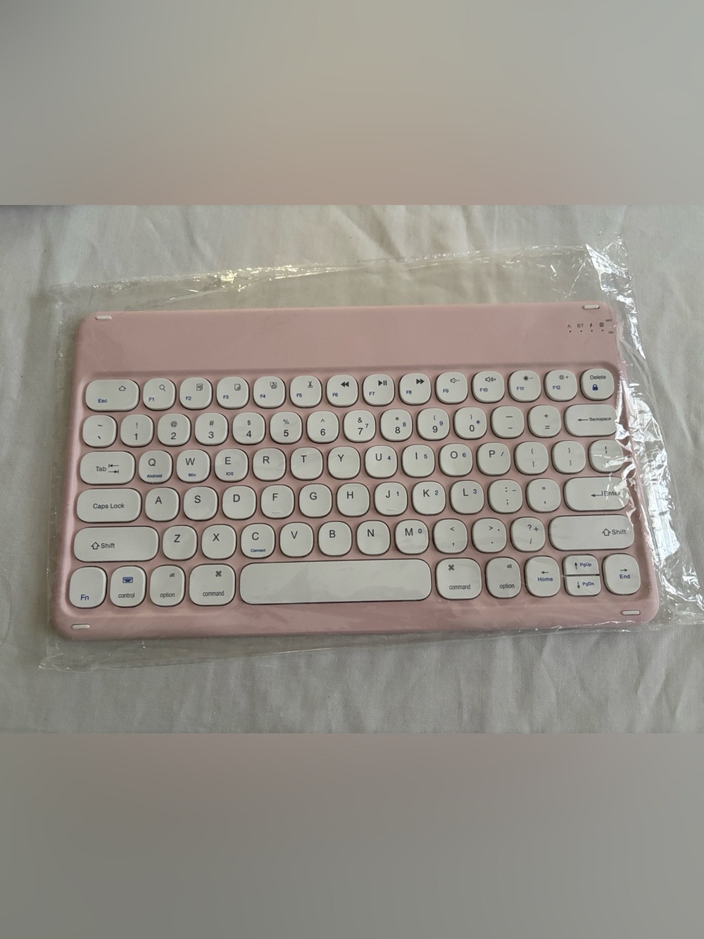 Pink Wireless keyboard with White Key Caps New